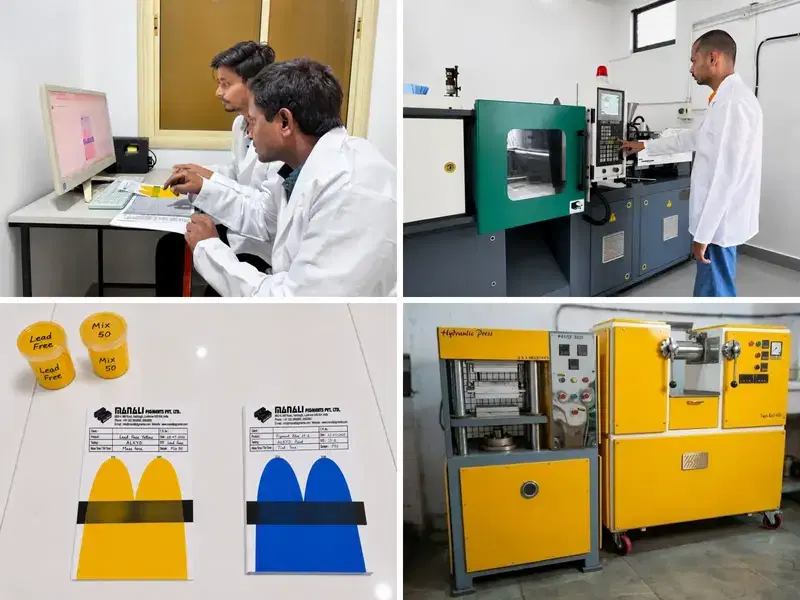 Quality control laboratory testing pigment batch consistency at Manali Pigments manufacturing facility