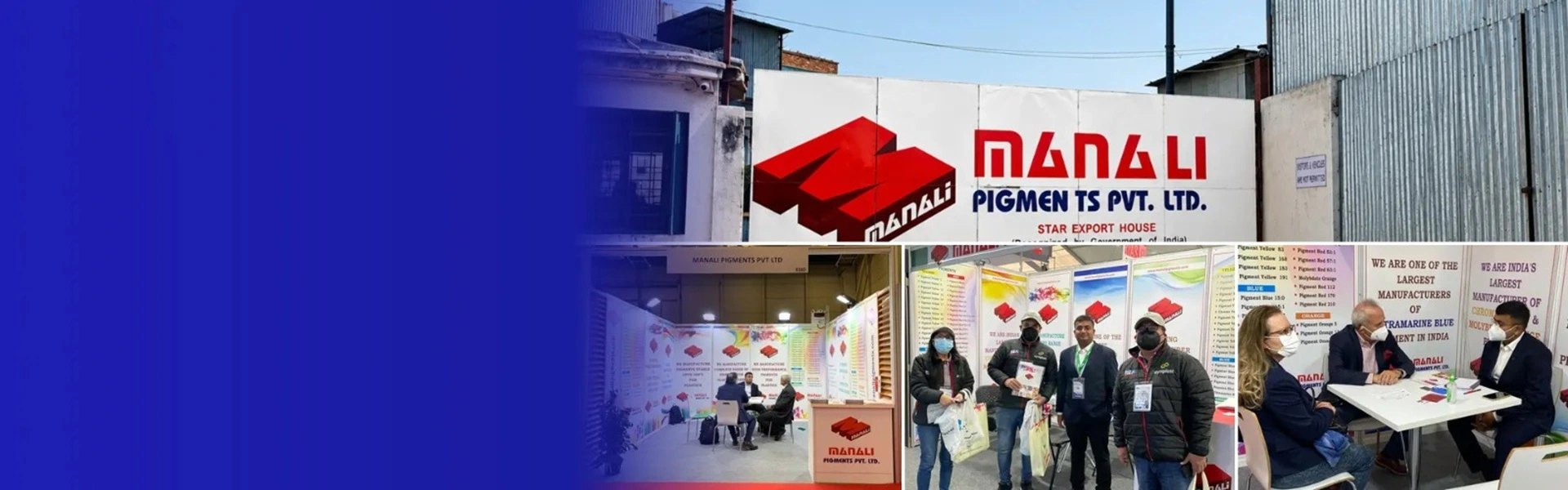 Manali Pigments trade show presence - the company stand and technical team meeting buyers at international coatings and plastics exhibitions
